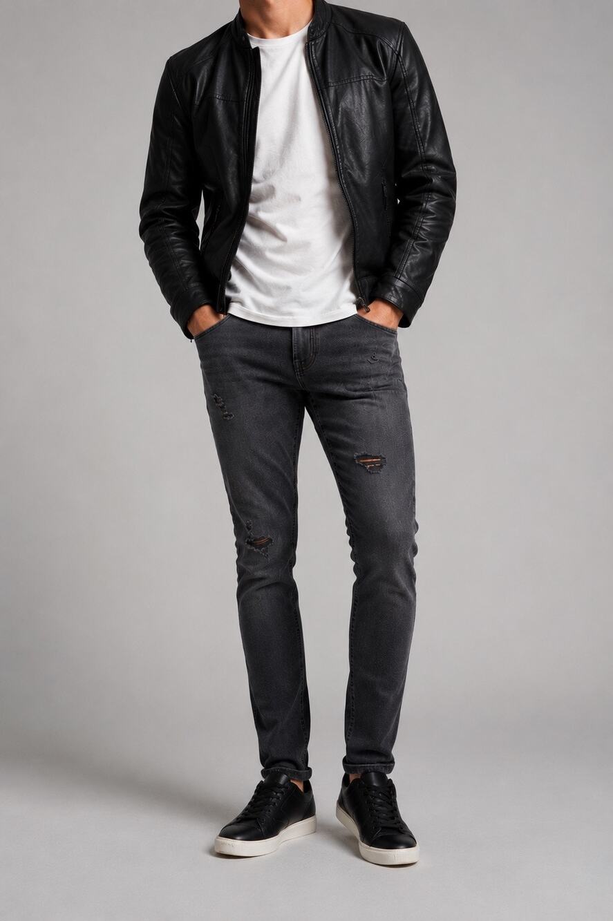 Express Men’s Super Skinny Dark Grey Ripped Hyper Stretch Jeans 28 Minimalist